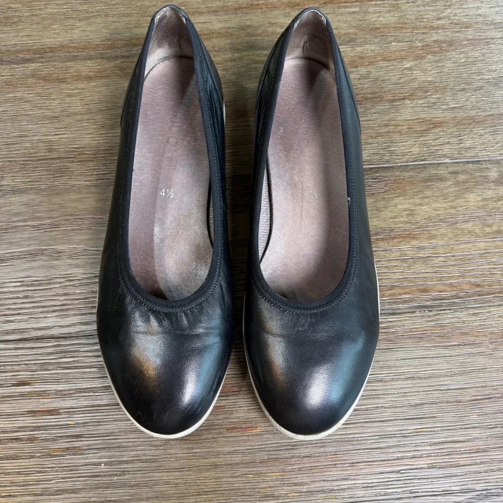 Gabor Kids - Girls Black Leather Ballet Flats Slip On Grip Sole Shoes Size 4.5